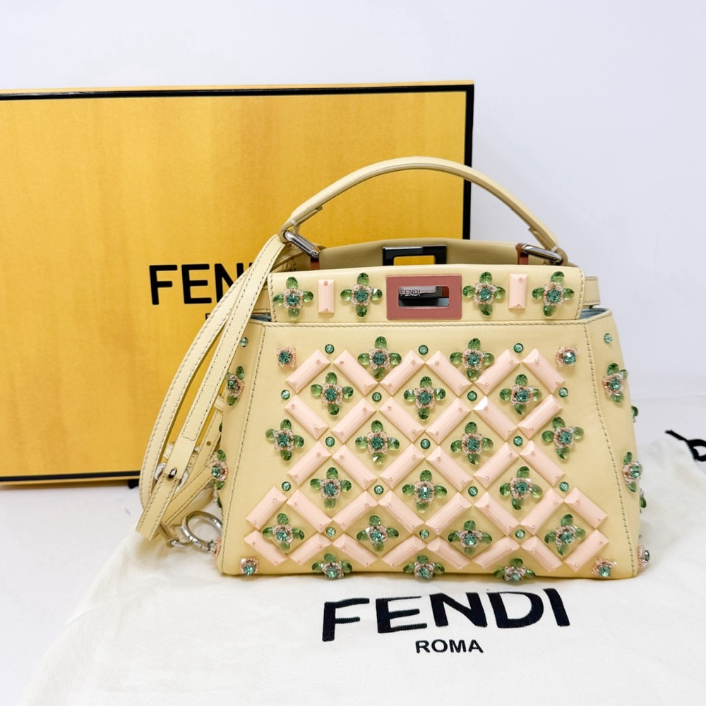 NIB**Fendi Embellished Mini Yellow Peekaboo Runway Collection Bag - Picture 11 of 11